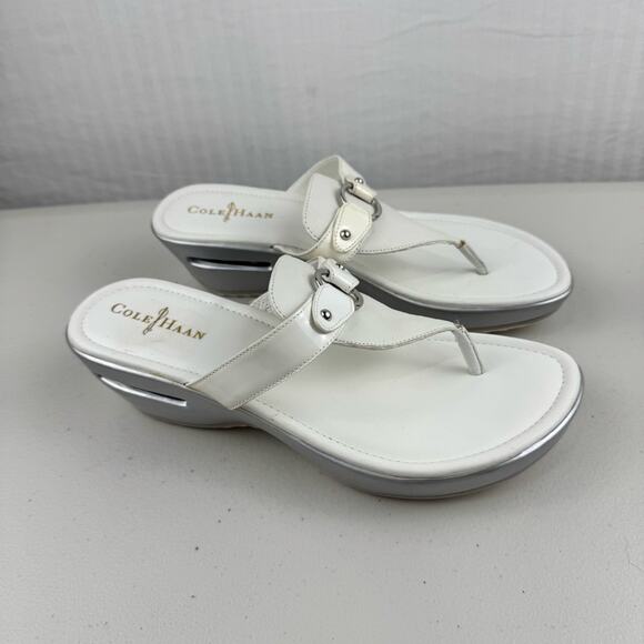Cole Haan Original Grand Wedge Nike Air White Leather Sandals Women's Size 9.5B - Picture 7 of 10